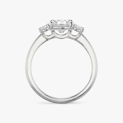 The Three Stone Oval with Oval sidestones Engagement Ring