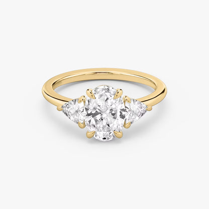 The Three Stone Oval with Trillion side stones Engagement Ring