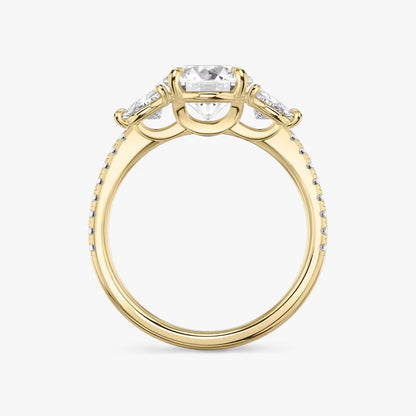 The Three Stone Round Brilliant with Trillion Side Stones Pave Engagement Ring