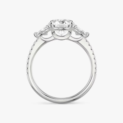 The Three Stone Round Brilliant with Trillion Side Stones Pave Engagement Ring