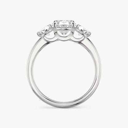 The Three Stone Oval with Round side stones Engagement Ring