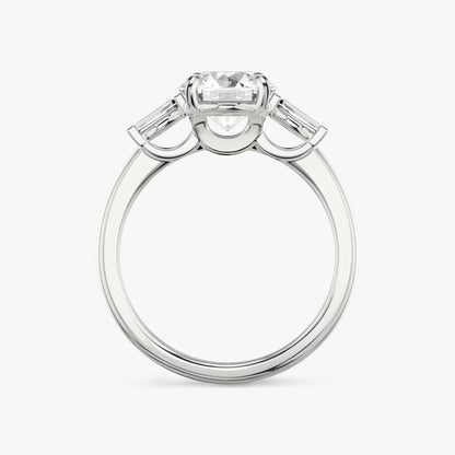 The Three Stone Round Brilliant with Tapered baguette Side Stones Engagement Ring