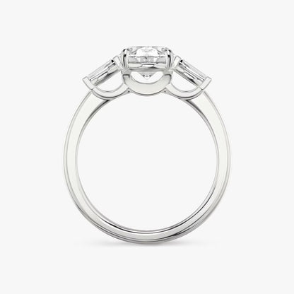 The Three Stone Oval with Tapered Baguette side stones Engagement Ring