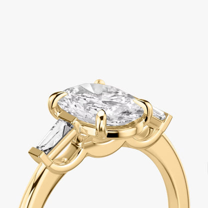 The Three Stone Oval with Tapered Baguette side stones Engagement Ring