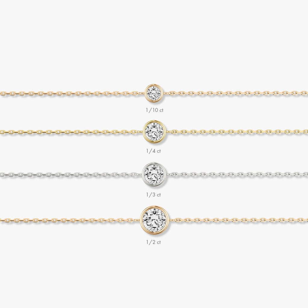 Bracelet solitaire en diamant de qualité supérieure cultivé en laboratoire avec lunette ronde brillante
