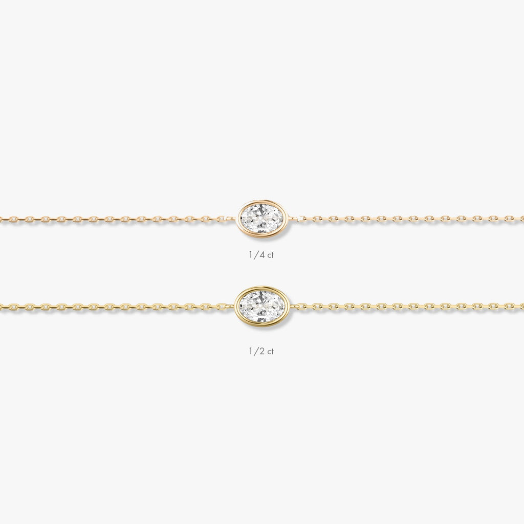 Bracelet solitaire en diamant de laboratoire de qualité supérieure avec lunette ovale