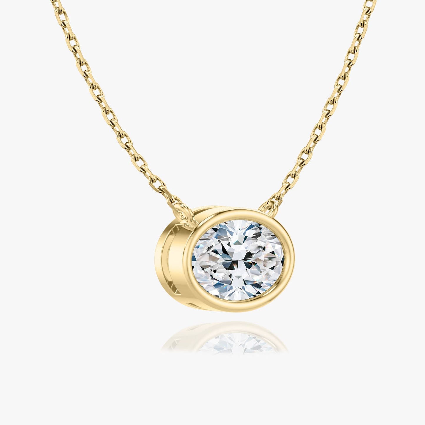 Bezel Oval Superior Lab Grown Diamond Necklace