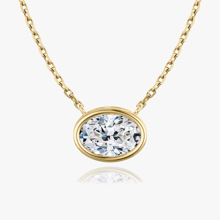 Bezel Oval Superior Lab Grown Diamond Necklace