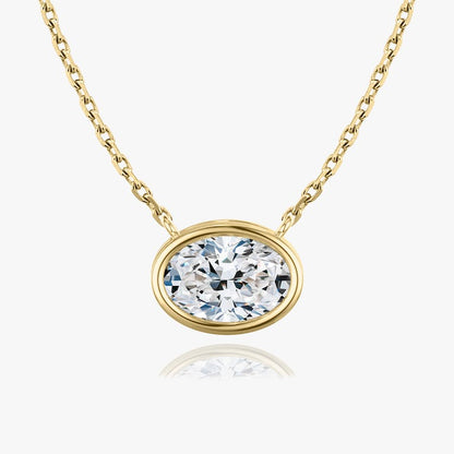 Bezel Oval Superior Lab Grown Diamond Necklace