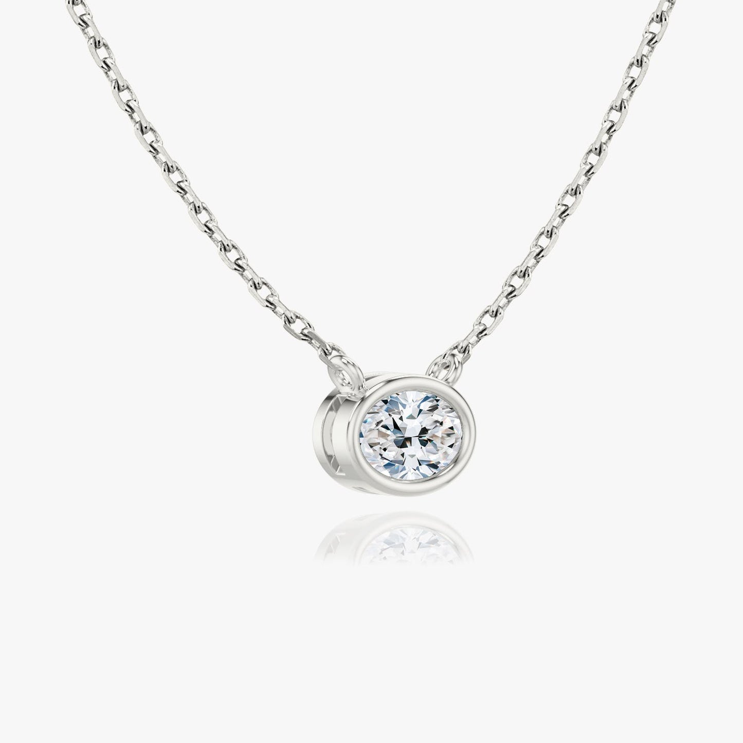 Bezel Oval Superior Lab Grown Diamond Necklace