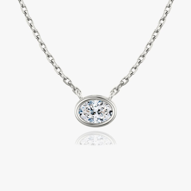 Bezel Oval Superior Lab Grown Diamond Necklace