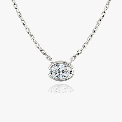 Bezel Oval Superior Lab Grown Diamond Necklace