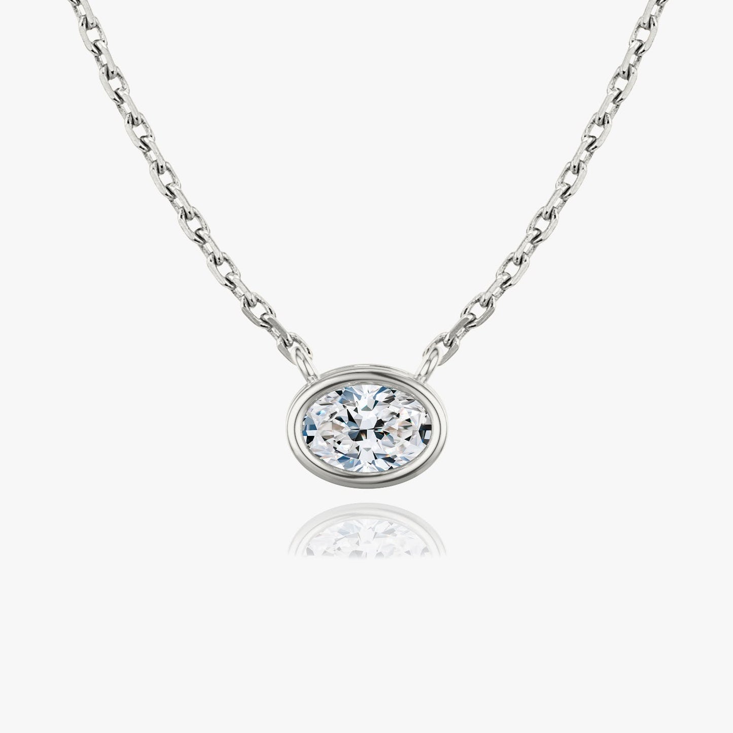 Bezel Oval Superior Lab Grown Diamond Necklace