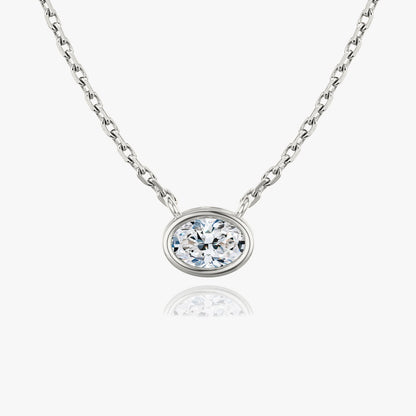 Bezel Oval Superior Lab Grown Diamond Necklace