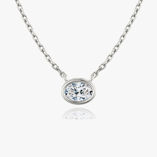 Bezel Oval Superior Lab Grown Diamond Necklace