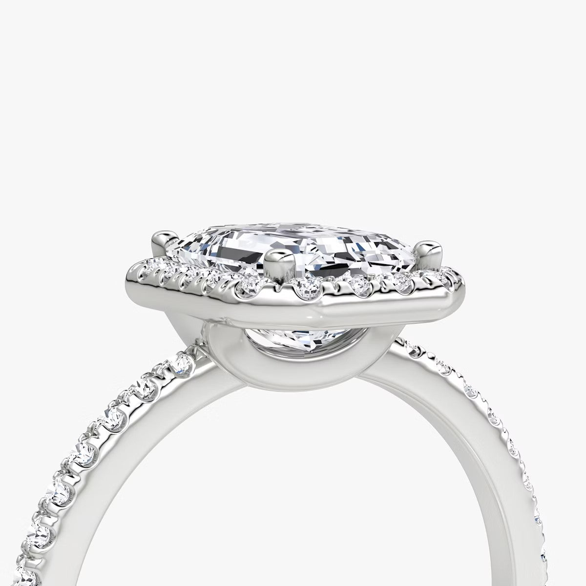 The Halo Emerald Pave Engagement Ring