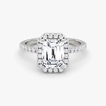 The Halo Emerald Pave Engagement Ring