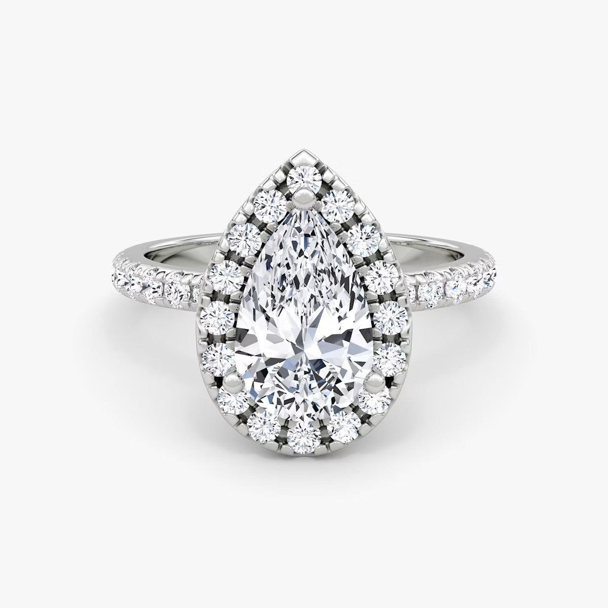 The Big Halo Pear Pave Engagement Ring