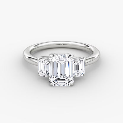 The Erelis Three Stone Emerald Engagement Ring