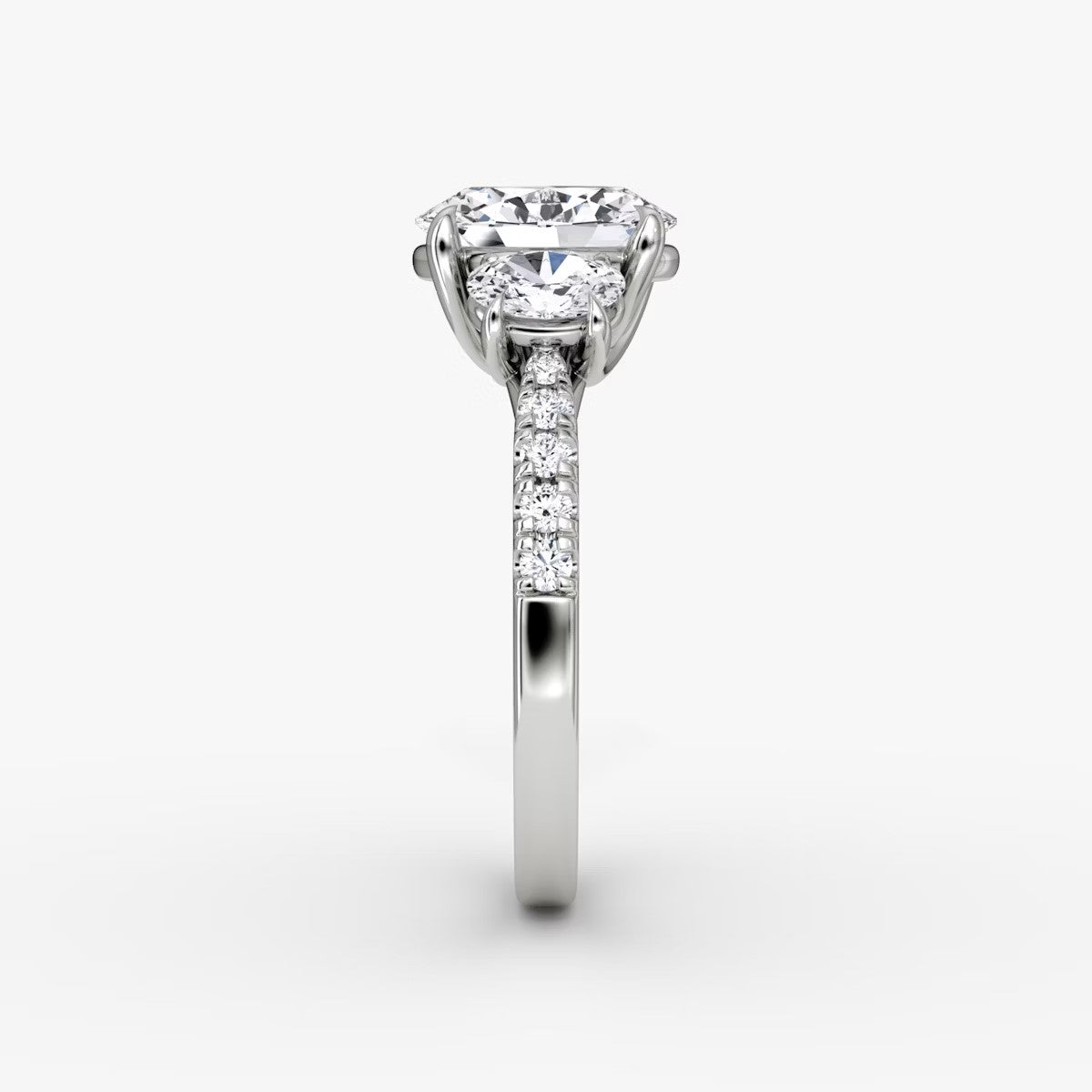 The Erelis Three Stone Oval with Pave Engagement Ring