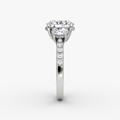 The Erelis Three Stone Oval with Pave Engagement Ring