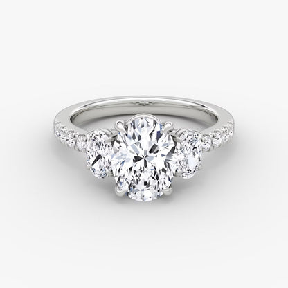 The Erelis Three Stone Oval with Pave Engagement Ring