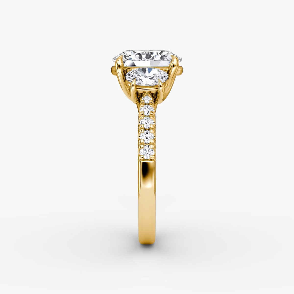 The Erelis Three Stone Oval with Pave Engagement Ring