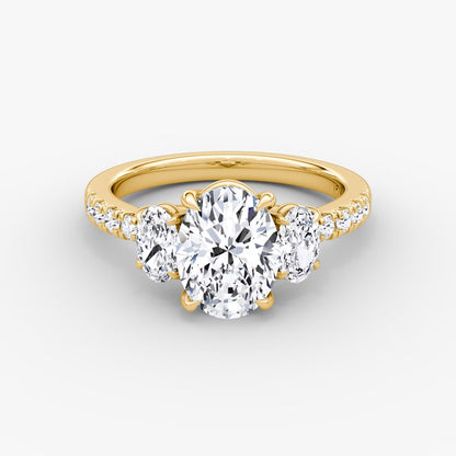 The Erelis Three Stone Oval with Pave Engagement Ring