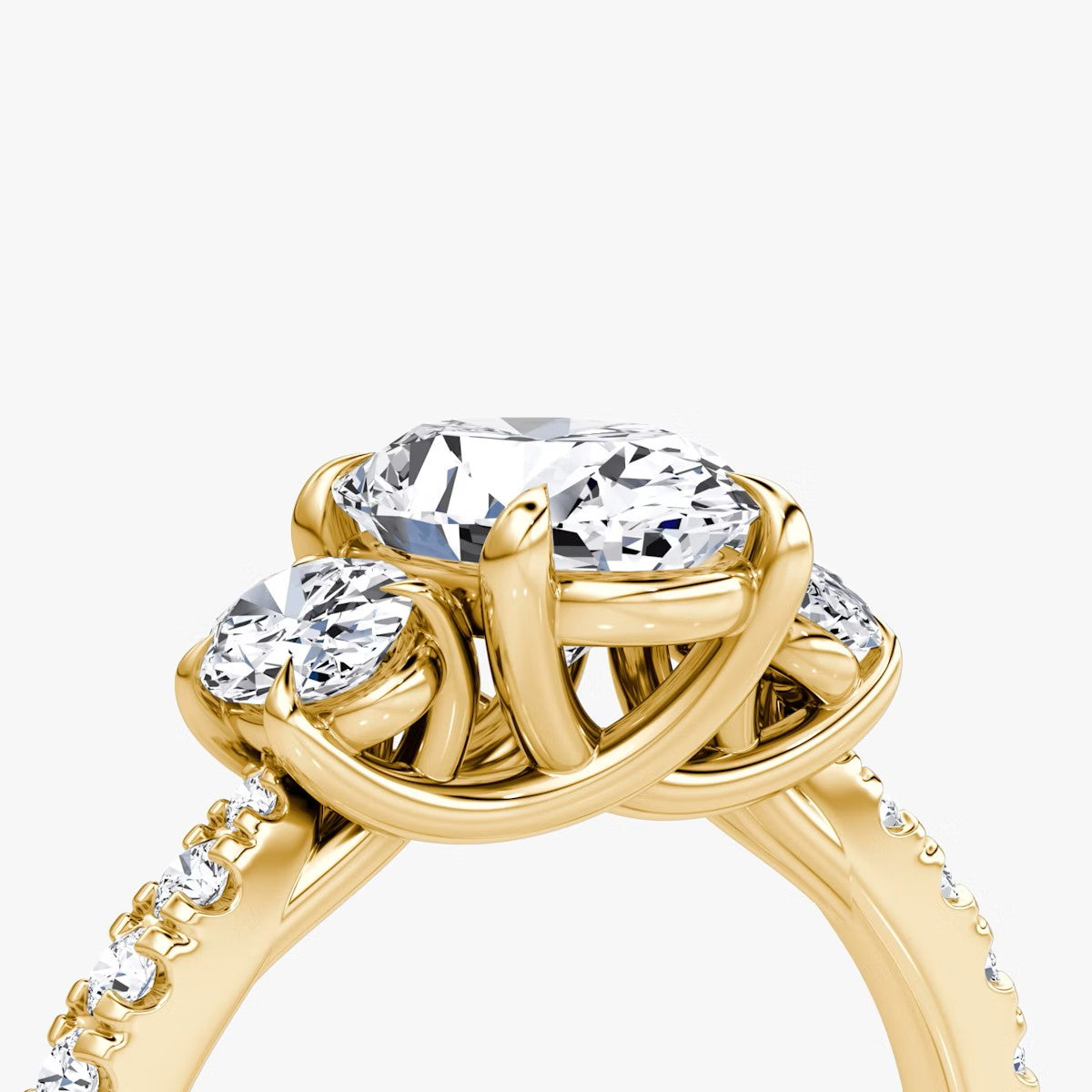 The Erelis Three Stone Oval with Pave Engagement Ring