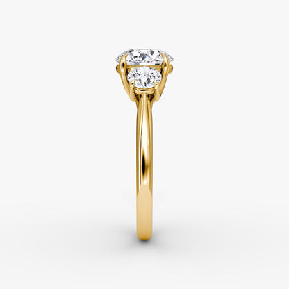 The Erelis Three Stone Round Brilliant Engagement Ring