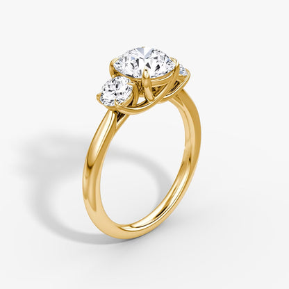 The Erelis Three Stone Round Brilliant Engagement Ring