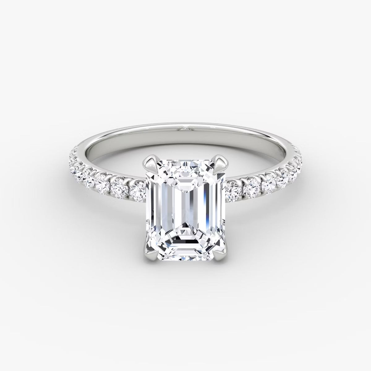 The Classic Emerald Solitaire Pave Engagement Ring