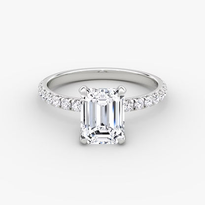 The Classic Emerald Solitaire Pave Engagement Ring