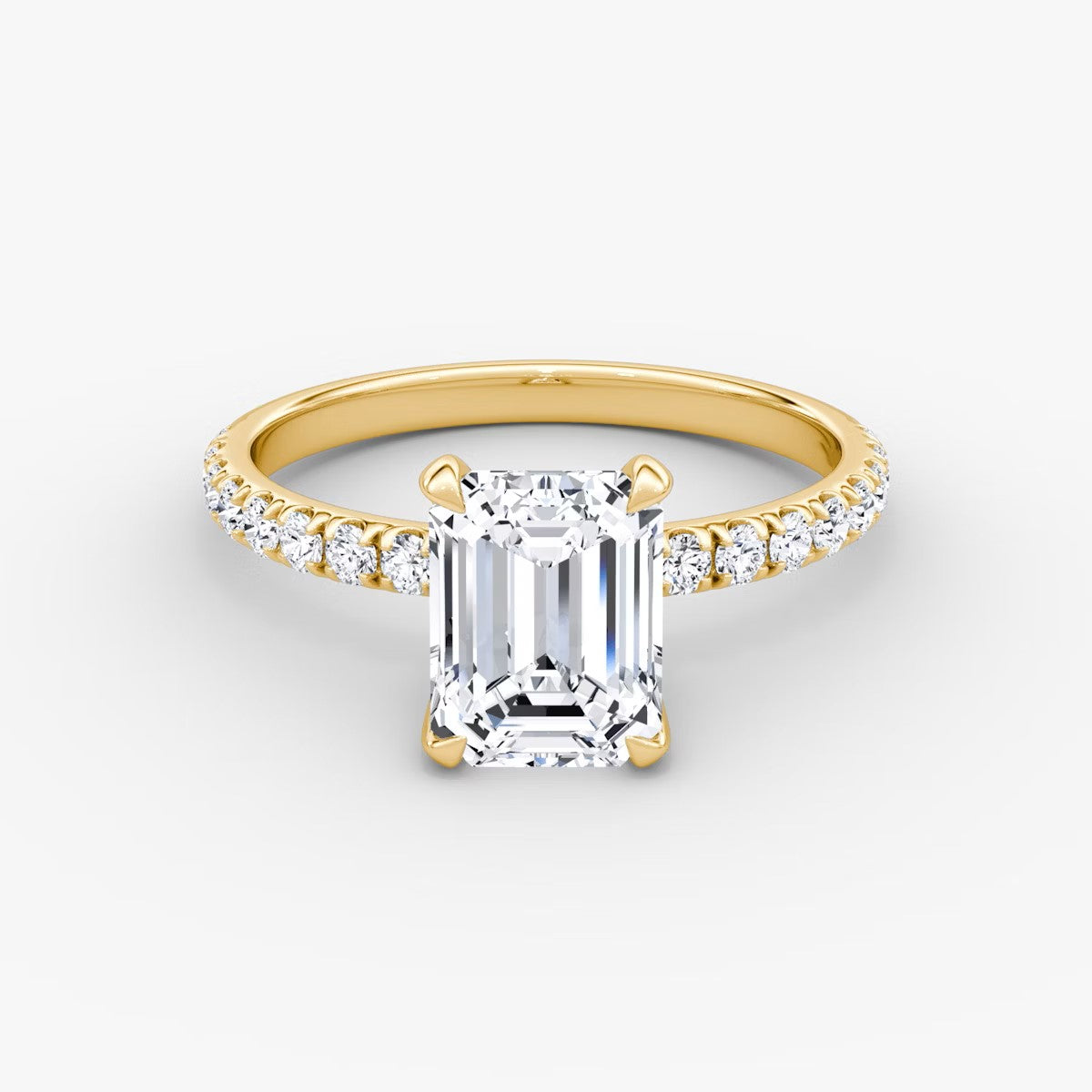 The Classic Emerald Solitaire Pave Engagement Ring