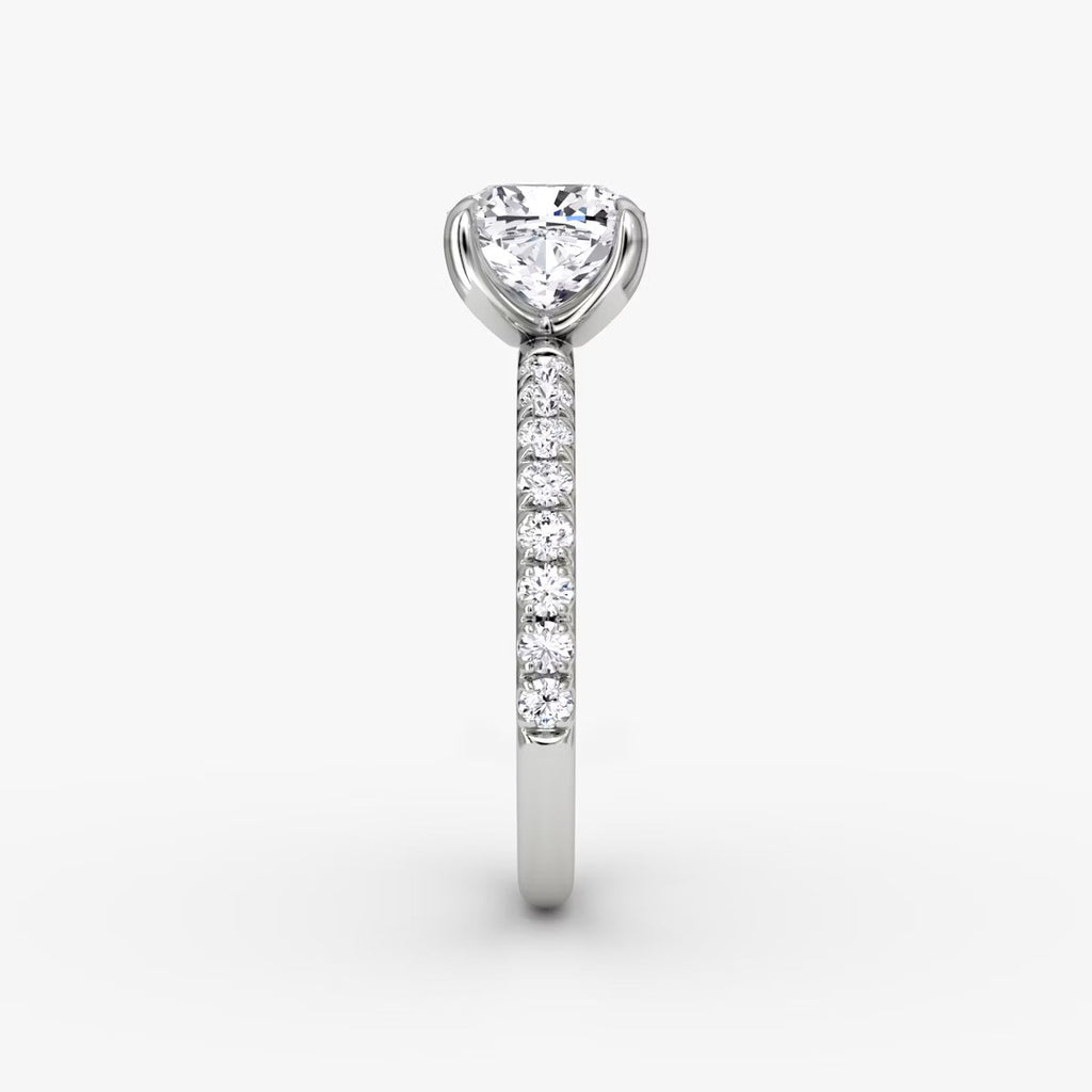 The Classic Cushion Cut Solitaire Pave Engagement Ring