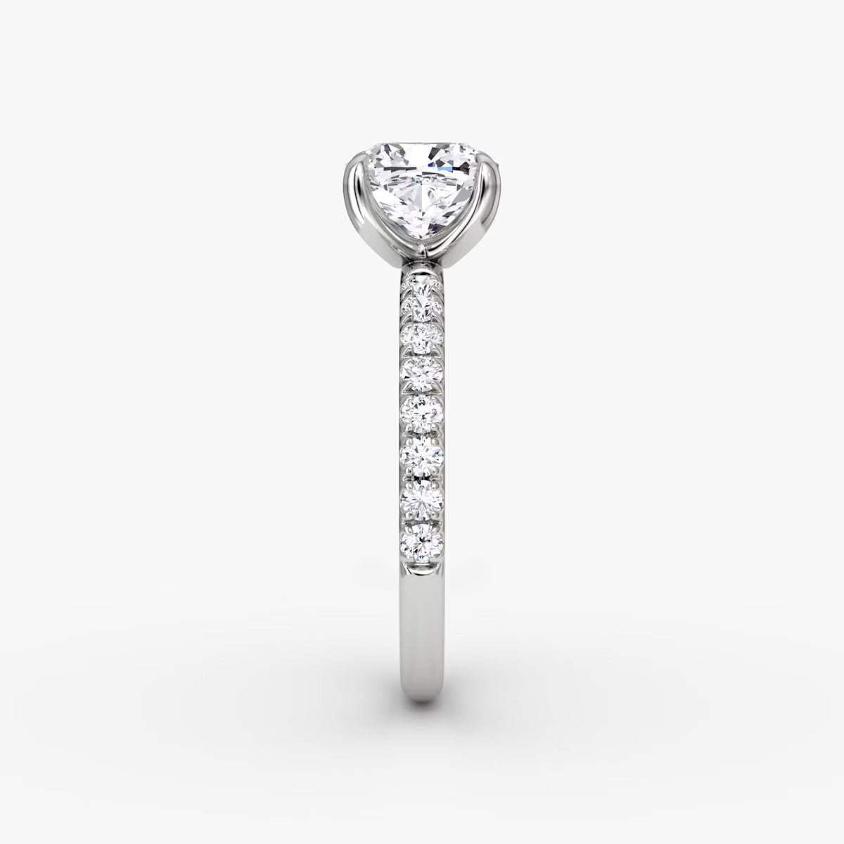 The Classic Cushion Cut Solitaire Pave Engagement Ring