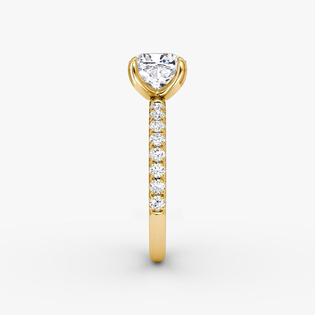 The Classic Cushion Cut Solitaire Pave Engagement Ring