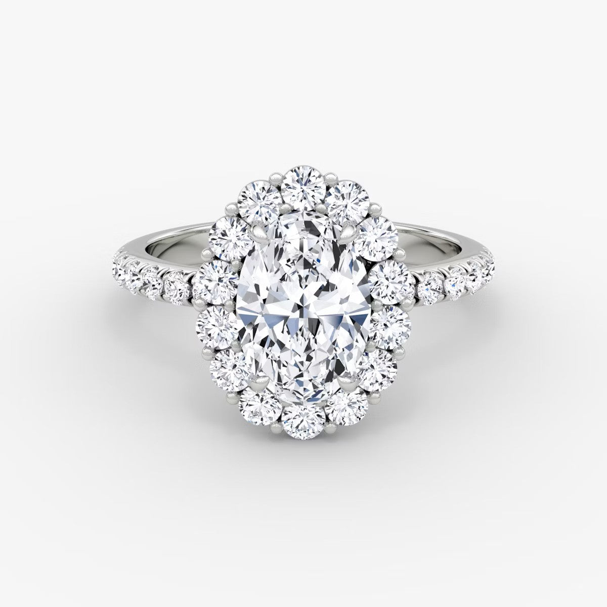 The Floral Halo Oval Pave Engagement Ring