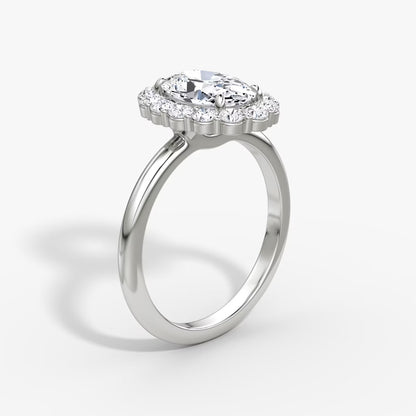 The Floral Halo Oval Engagement Ring