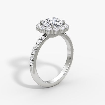 The Floral Halo Round Brilliant Pave Engagement Ring