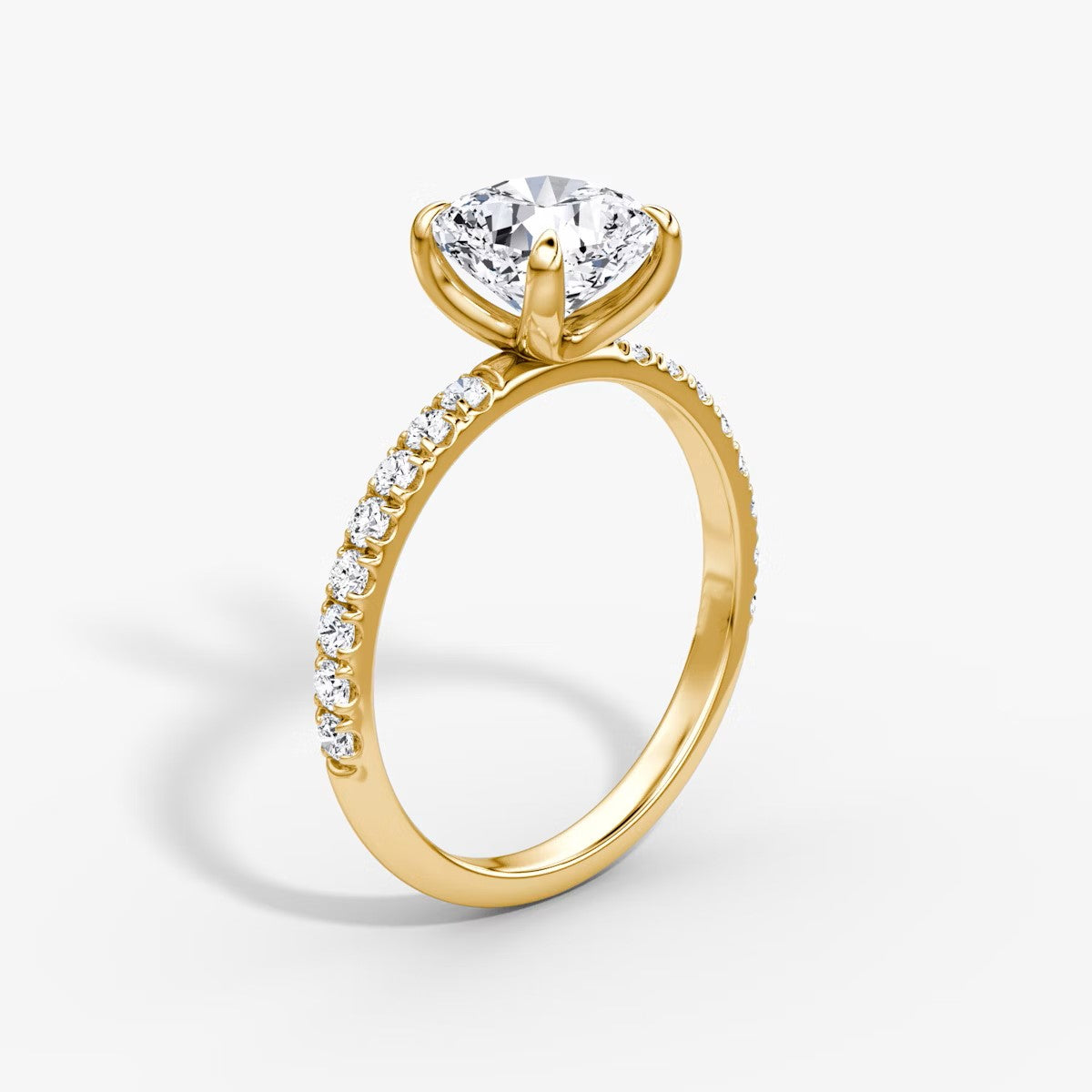 The Classic Cushion Cut Solitaire Pave Engagement Ring