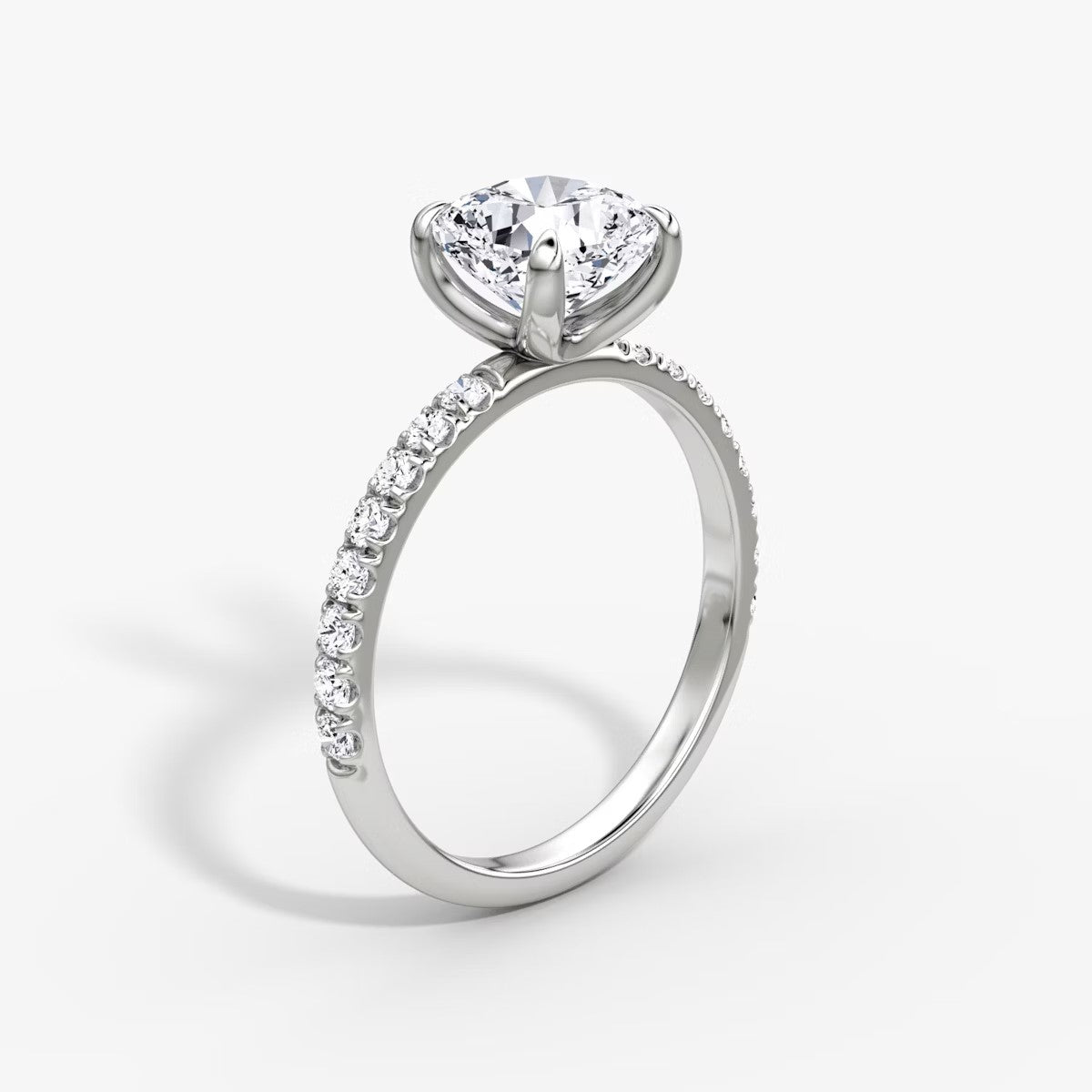 The Classic Cushion Cut Solitaire Pave Engagement Ring