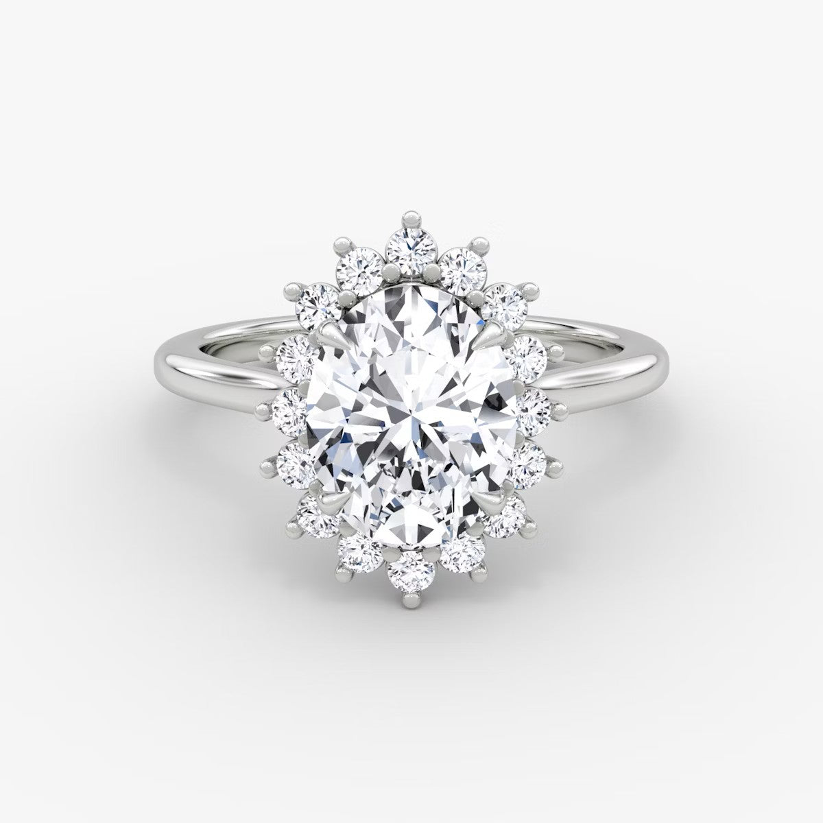 The Floral Halo Cathedral Oval Engagement Ring