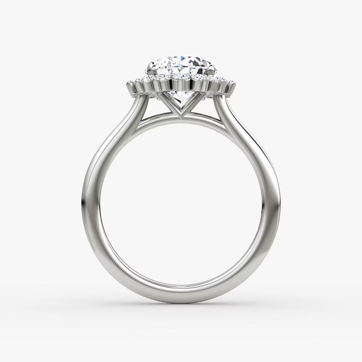 The Floral Halo Cathedral Oval Engagement Ring