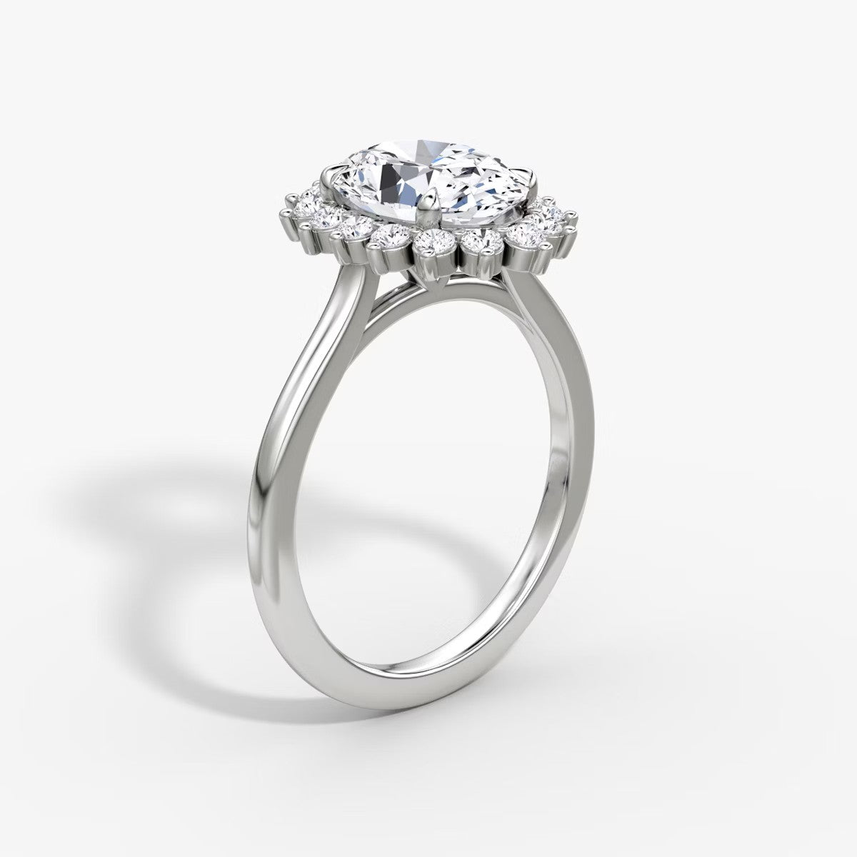 The Floral Halo Cathedral Oval Engagement Ring