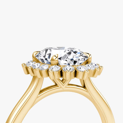 The Floral Halo Cathedral Oval Engagement Ring