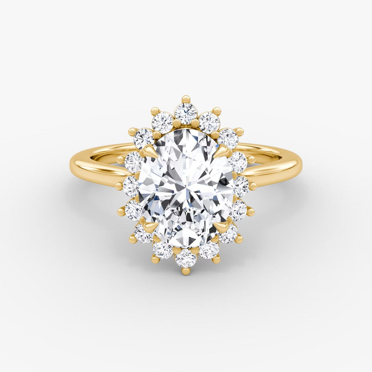 The Floral Halo Cathedral Oval Engagement Ring