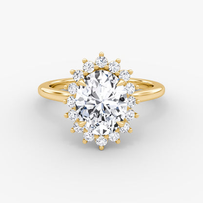 The Floral Halo Cathedral Oval Engagement Ring