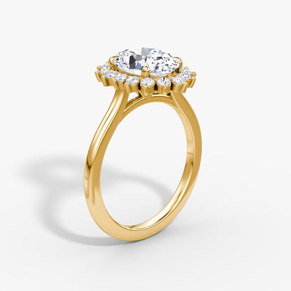 The Floral Halo Cathedral Oval Engagement Ring