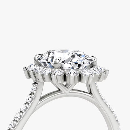 The Floral Halo Cathedral Oval Pave Engagement Ring